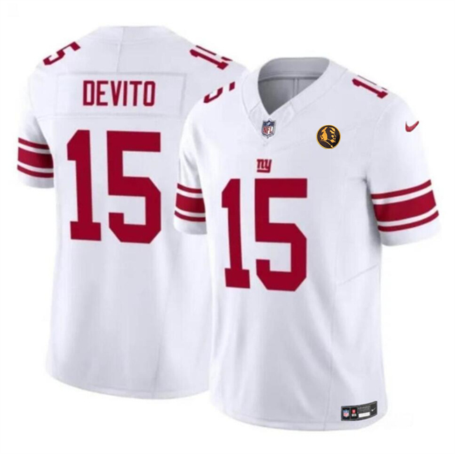 Men's New York Giants #15 Tommy DeVito White 2023 F.U.S.E. With John Madden Patch Vapor Limited Football Stitched Jersey